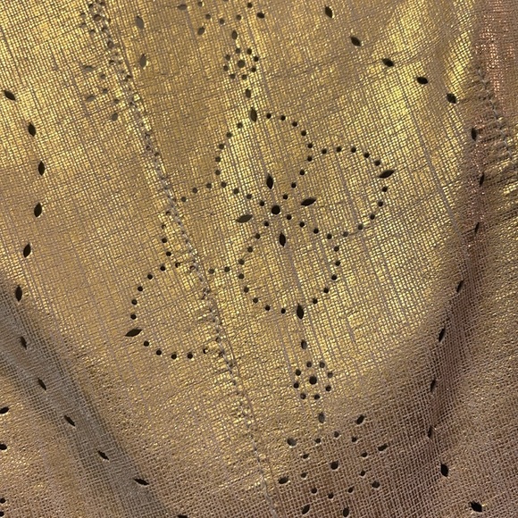 Gold Metallic Leather jacket. Size 8. Laser cut - Picture 5 of 7